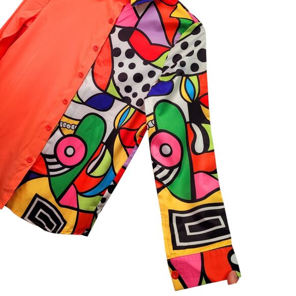 Women Floral Patchwork Print Shirt Long Sleeve Button Down Casual Blouse X-Small - Picture 4 of 9